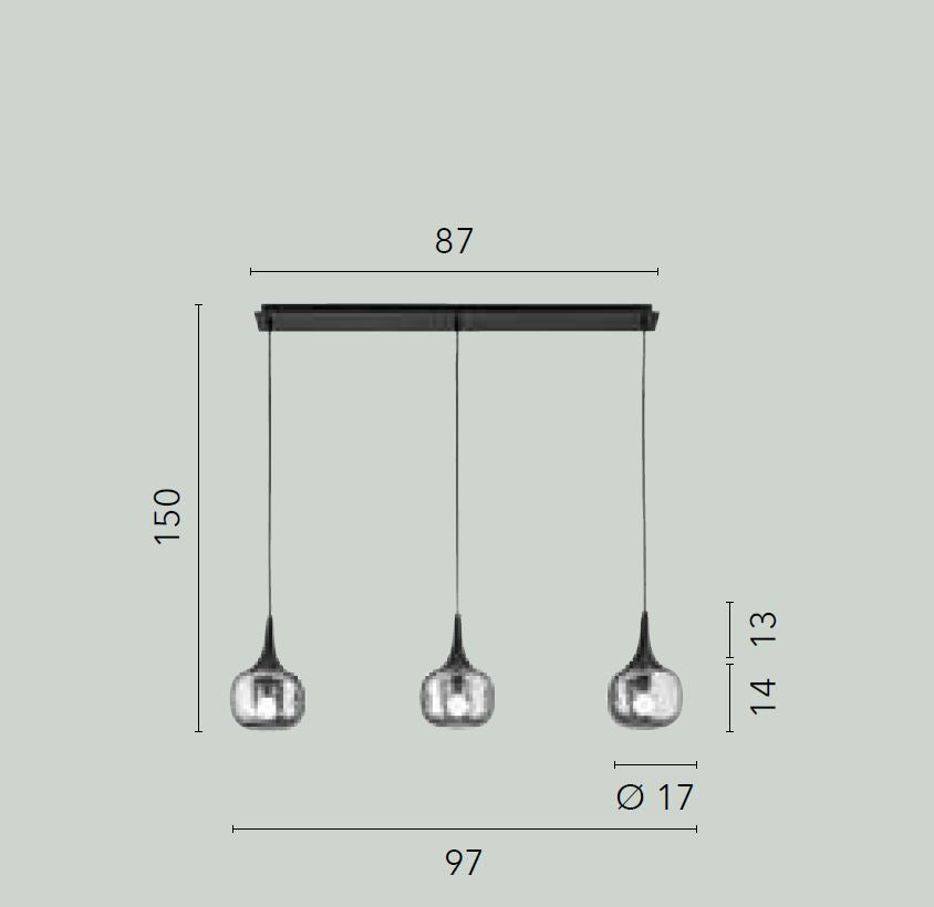Sospensione boccia vetro bianco struttura effetto legno 3XE14 non incl. L.97cm JAIPUR-SQ3 Sospensione boccia vetro bianco struttura effetto legno 3XE14 non incl. L.97cm JAIPUR-SQ3